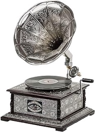 Orca International Co.Original Silver Square Music Player | Record Player | HMV Vintage Gramophone Player | Phonograph | Turntable Showpiece with Free Needles &amp; Demo Record | gramaphon | cd playe