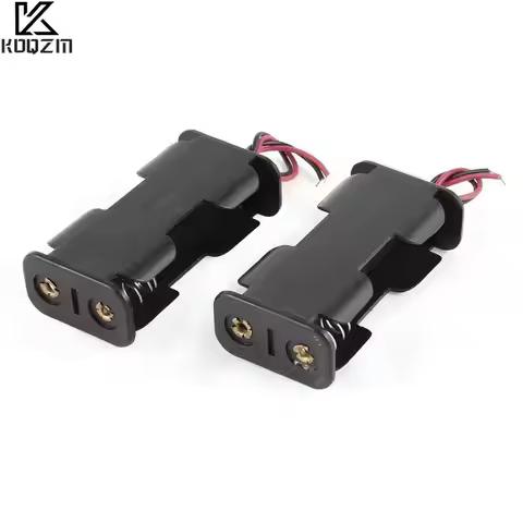 2xAA Battery Holder with Wires – Black Plastic 3V Battery Case for AA Batteries, 15cm Red/Black Lead