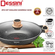 DESSINI 32CM Natural Granite Casserole Pot Non Stick Periuk Bertutup Induction Gas Cookware