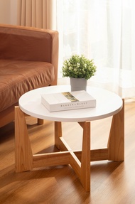 THEWOOD S TALE โต๊ะกลางกลม กลางโซฟา Round center table เป็นไม้แท้ สำหรับวางสิ่งของและเครื่องดื่ม