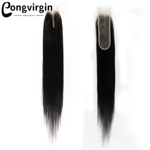 Straight 6x2 Lace Closure 2x6 Middle Part Pre Plucked Small Bleached Knots Hd Transparent 100% Human