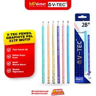 (1 BOX) V-TEC 2B Graphite Wood Pencil PSL 217P / 2B Exam Pencil with Colorful Cover V-TEC