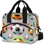 Soccer Balls Grey Lunch Box Lunch Bag Cooler for Women 11.4×7.1× 9.5 Inches