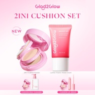 Glad2Glow 2 In 1 Skincare Set Perfect Cushion Powder Setting Powder foundation+Tone-up Cream/Lip Ser