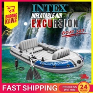 Intex Inflatable Boat Set EXCURSION Fishing Or Kayak Boat With Aluminium Oars And Hight Output Air P