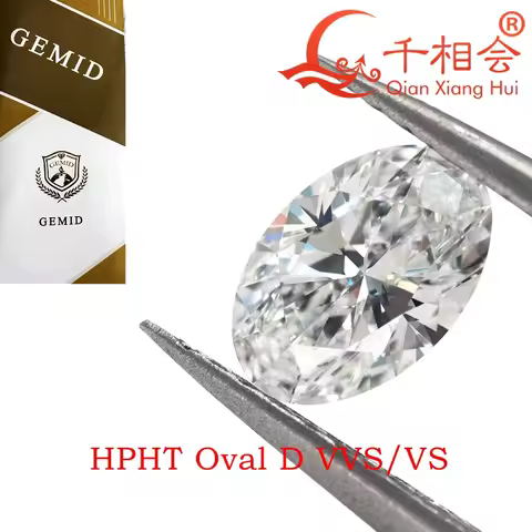 HPHT Lab-Grown Diamond Oval Cut 0.8ct-1.5ct D-F White VVS-VS Clarity GEMID Certified for Jewelry Des