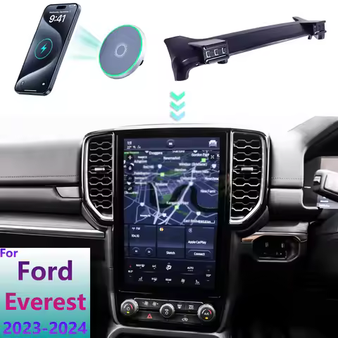 For Ford Ranger T9 Everest 2023 2024 Phone Holder Car Magnetic Wireless Charging Mobile Phone MagSaf