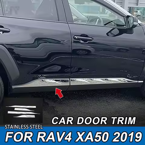 For Toyota Rav4 XA50 2019 Car Door Trim Stainless Steel Car Styling Chrome Side Door Lining Body Mol