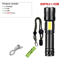 OLIKEI ไฟฉายยุทธวิธี LED ไฟฉายทรงกระบอก XHP160โคมไฟไฟฉายตั้งแคมป์ชาร์จได้2000000LM แสงจ้ากลางแจ้ง