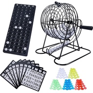 Bingo Bingo Game Set 75 Ball Lottery Machine, 100% Iron Bingo Lottery Ticket Rotating Cage
