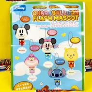 全新 YUJIN 迪士尼 DISNEY CHARABALLOON FLASH MASCOT 米奇老鼠 史迪仔 小熊維尼 柴郡貓 卡通人物著燈熱氣球吊飾公仔 扭蛋 全5種