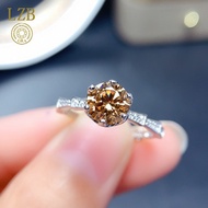 1 Karat Open Ring Pt950 Champagne Moissanite