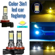 1piece Fog Lamp 36LED Triple Color H11 Car LED H3 LED Bulb H8 Super Bright Car Fog Light 9006 White 
