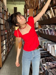 EVIE-Avery Puff Sleeved top CHERRY[สีแดง]