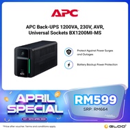 APC Back-UPS 1200VA, 230V, AVR, Universal Sockets BX1200MI-MS - Black