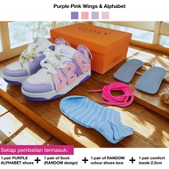 TAELLO SHOES SIZE UK 3.5-5.5 PURPLE PINK ALPHABET modern design sneaker shoes sole rubber girl