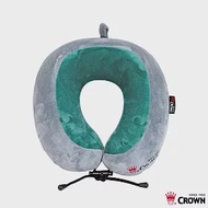 【CROWN 皇冠】旅行紓壓頸枕 記憶棉旅行頸枕- 綠灰