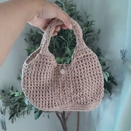 Cute Crochet Net Handbag Wristlet Handmade Beg Kait