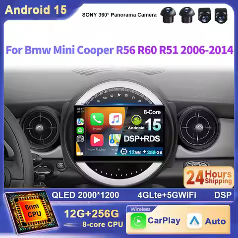 Android 15 Car Radio For Bmw Mini Cooper R56 R60 R51 2006-2014 GPS Carplay Navigation Stereo Auto DS