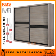 (FREE Shipping+Installation) KBS Aria Full German Melamine 2 Soft Closing Sliding Door Wardrobe / Almari Pakaian / 6ftx8ft / 7ftx8ft / 8ftx8ft