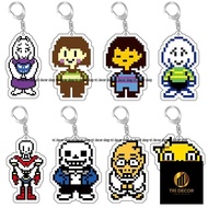 Game Undertale Pixel Keychain Cosplay Sans Flowey Papyrus Asriel Pendant Car Key Ring Bag Accessorie