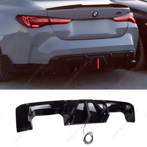 For Bmw G80 G81 G82 G83 Gloss Black F1 Style Rear Bumper Lip Rear Valance Diffuser With LED 3.0T L6 