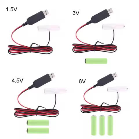 New AA Battery Eliminator Cable with Type-C Converter USB or Type-C Input 5V2A AA Dummy-Battery Outp