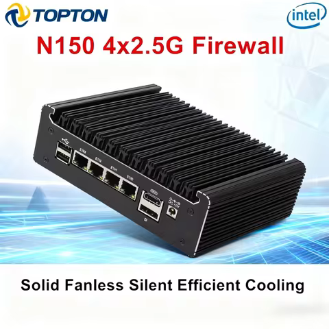 New Solid Fanless Firewall Mini PC Intel N150 N95 Pentium 6405U 4417U 4x2.5G LANs DDR4 NVMe Type-C H