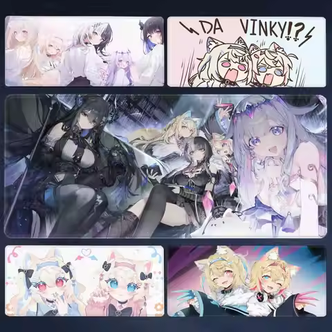 Oversized Hololive Popular Virtual Artist Fuwamoco Mousepad Anime Girl Game Keyboard Pad Cute Lock E