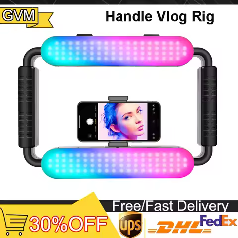 GVM On-Camera Light Smartphone Video Rig Vertical Shooting LED Ring Light LED Video Light DSLR Smart