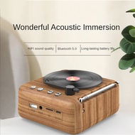 Retro Record Player Wireless Bluetooth Speaker Mini BT Sound Box Portable FM Radio Support TF Card AUX USB Drive Playback