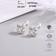 TUNA SILVER 4-leaf clover SILVER earrings, sturdy screw-on four-leaf clover SILVER earrings