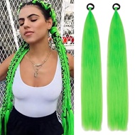 Braids Extension Hair 26 Inch Green Ponytail Braids Extension Hair 2-Piece Set Extension Ponytail Br