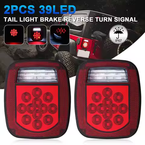 New 2Pcs 39 LED Car Brake Light Stop Turn Signal Indicator Tail Light For Jeep Truck Trailer Boat Bu