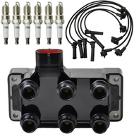 Set of 1 DG452 Ignition Coil Pack & 6PCS Spark plugs & wires Compatible with 1990-2011 Ford Ranger 3