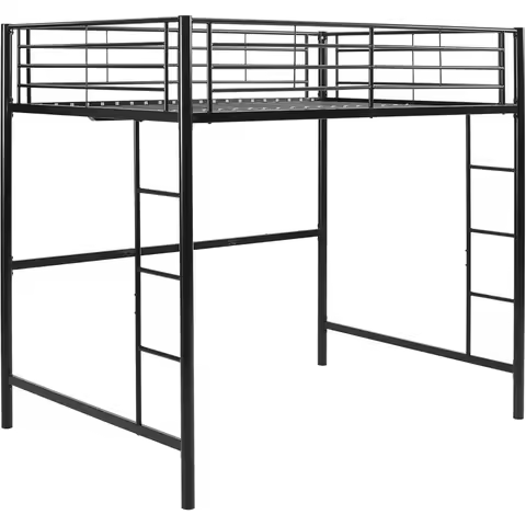 Urban Industrial Style Metal Double Over Double Bunk Bed, Black