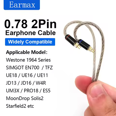 For 1964 Series SIMGOT EN700 TFZ UE16 UE18 UE11 JD13 JD16 Interchangeable 0.78 2Pin Silver Plated He