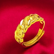 Cincin Emas 916 Gold Ring Women's Open Twist Retro Girl Adjustable Open Ring Cincin Emas Bangkok Cop 916