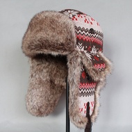 {hot] Winter Bomber Hat Women Russian Faux Fur Trapper Hat Men Ushanka Snow Cap with Earflaps