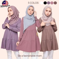Maternity Muslimah Labuh Ropol Plussize Blouse Menyusu Mengandung Ruffle Nursing Murah Baju Wanita B