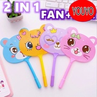 1Pc Cute Pen Cat Fan Ballpoint Pen Stationery Set Student Child Cartoon Goodies Doorgift Writing Dra