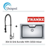 FRANKE SS304 610MM Single Bowl Sink Bundle With GESSI Pull-Down Sink Mixer Tap
