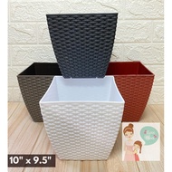 Rattan Square Pot (LARGE) 10"D x 9.5"H | 580 | Plastic Pots for Plants | Plant Pots