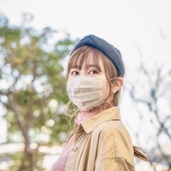 錦緞圖案 米色 手工立體口罩 可洗滌 日本製純棉二重紗布 成人