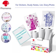 Phomemo Sticker Paper 3Rolls - Transparent Single-Color Pink Blue Green Thermal Paper 50mm x 3.5m fo