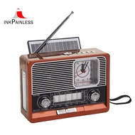 Vintage Radio Solar Retro Radio USB Rechargeable, MP3 Player, Flashlight Speaker, Support Clock Radi