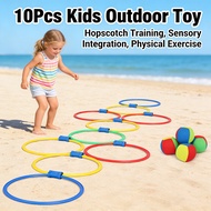 Sensory Training Outdoor Children Hopscotch Circle Ring Jumping Toy 10Pcs Kids