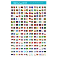 Flags of The World Decorative Educational Poster Print Canvas Painting Moive Poster Framed Unframed