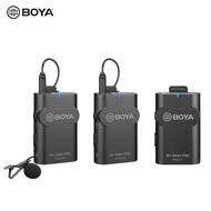 BOYA BY-WM4 Pro K2 Portable 2.4G Wire-less Microphone System(Dual Transmitters + One Receiver) with Hard Case for DSLR Camera Camcorder Smartphone PC Tab-let Sound Audio Recording Interview