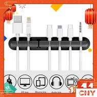 3 Slots/5 Slots/7 Slots Cable Organizer Silicone USB Cable Winder Desktop Tidy Management Clips Cabl